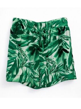 Zac & Rachel Green Leaf Print Drawstring Shorts | Size S